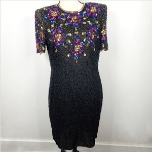 Vintage Stenay Black Midi Cocktail Dress